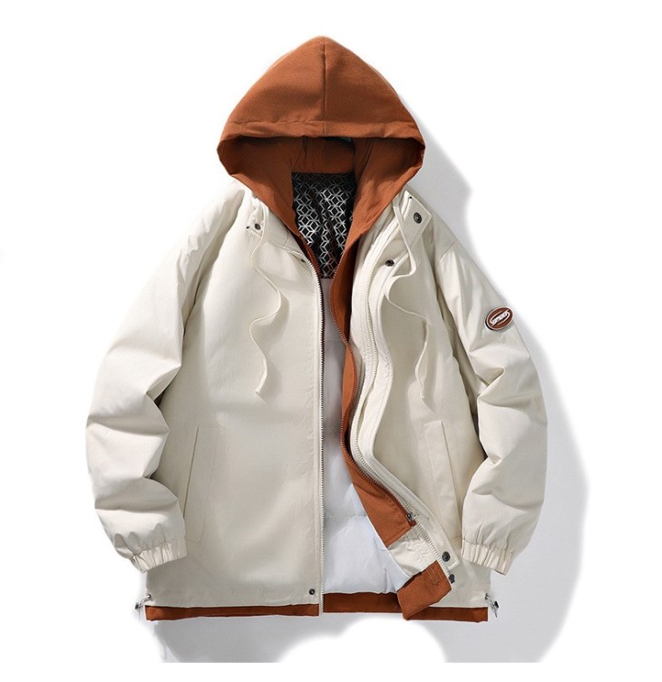 Fake two-piece jacket trend youth baseball jacket hooded cotton jacket