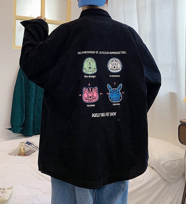 Corduroy printed casual jacket trend jacket