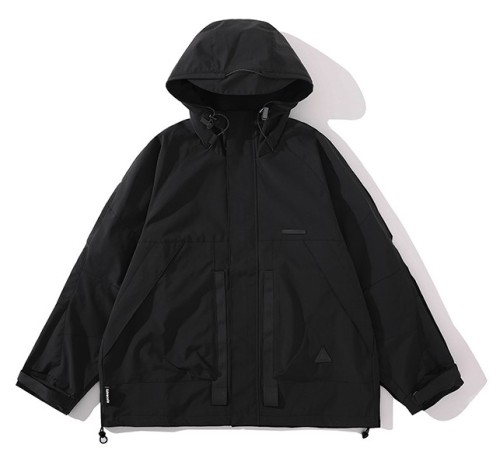 Solid color hooded windproof loose fitting and versatile fashion trend jacket