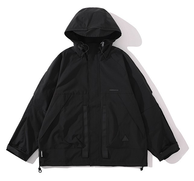 Solid color hooded windproof loose fitting and versatile fashion trend jacket