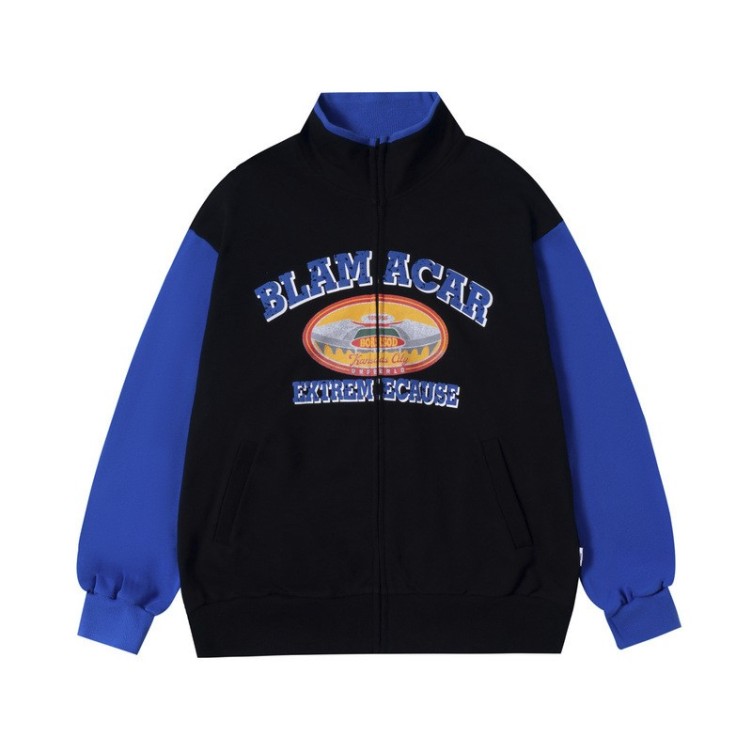 Letter spaceship printed standing collar baseball suit trend loose zipper jacket