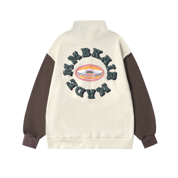 Letter spaceship printed standing collar baseball suit trend loose zipper jacket