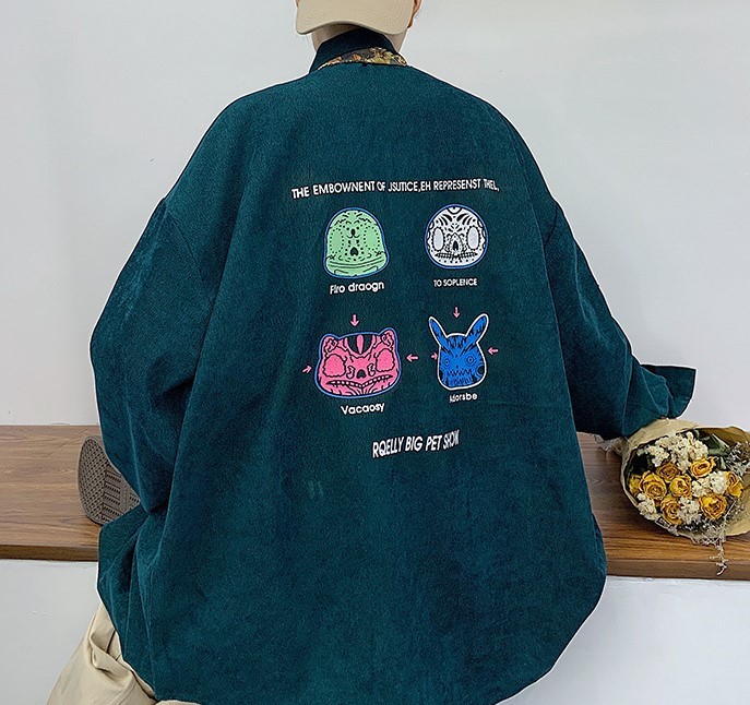 Corduroy printed casual jacket trend jacket