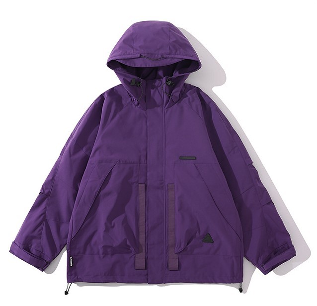 Solid color hooded windproof loose fitting and versatile fashion trend jacket