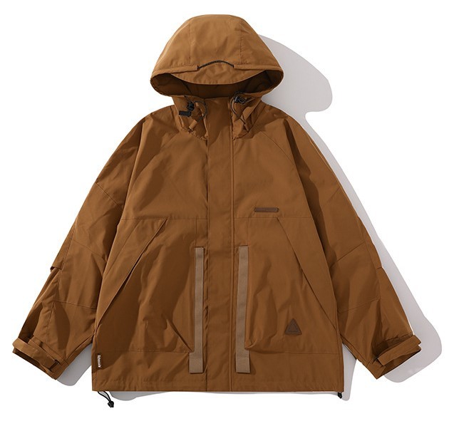 Solid color hooded windproof loose fitting and versatile fashion trend jacket