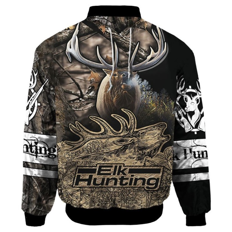 Jungle Elk Digital Printing Flight Jacket Coat Casual Fashion Trend Jacket