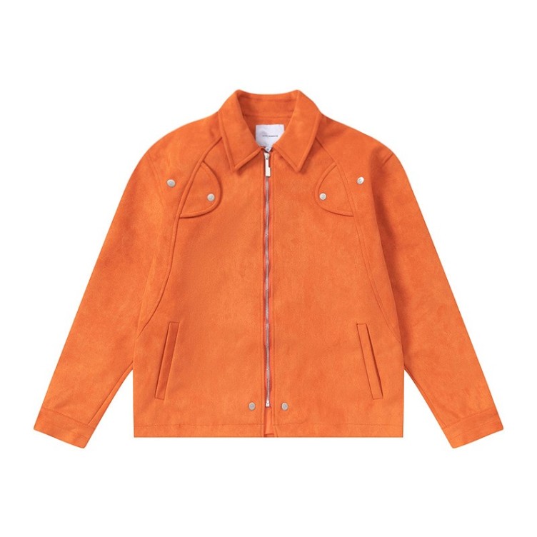Vintage rivet suede lapel loose and versatile casual zipper trendy jacket
