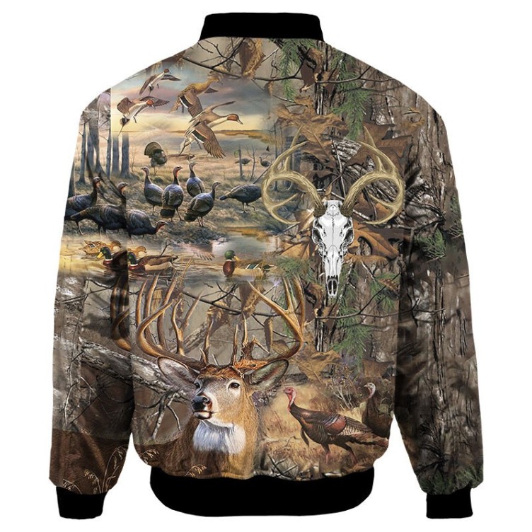 Jungle Elk Digital Printing Flight Jacket Coat Casual Fashion Trend Jacket