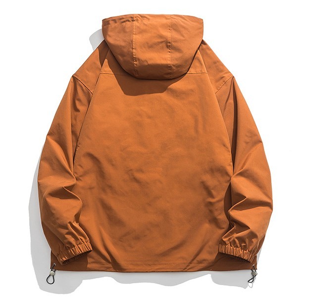 Solid colored work jacket with loose hooded casual fashion trend jacket