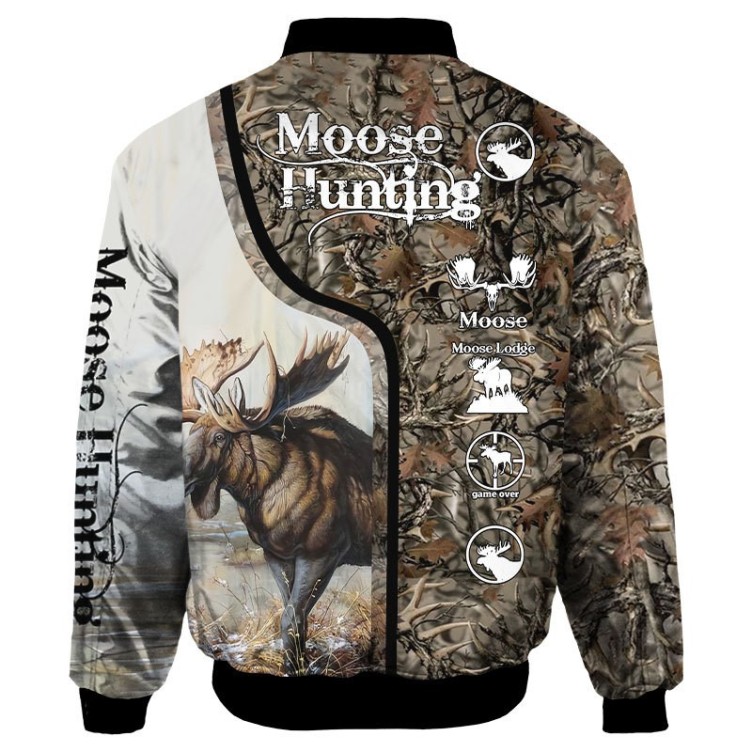 Jungle Elk Digital Printing Flight Jacket Coat Casual Fashion Trend Jacket