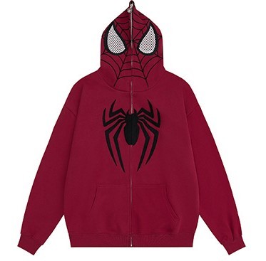 Spider Embroidery Hoodie Full Zip Fashion Hoodie