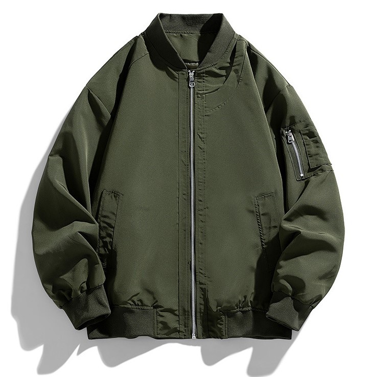 Standing collar loose fitting casual flight jacket outdoor sports jacket