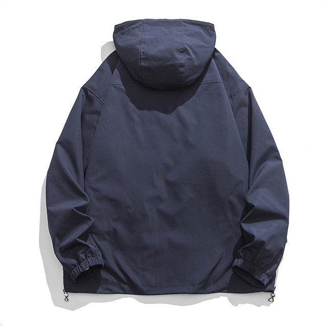 Solid colored work jacket with loose hooded casual fashion trend jacket