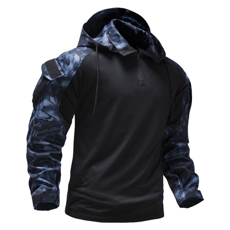 Military field outdoor camouflage hooded detachable pocket combat suit elastic jacket