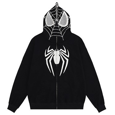 Spider Embroidery Hoodie Full Zip Fashion Hoodie