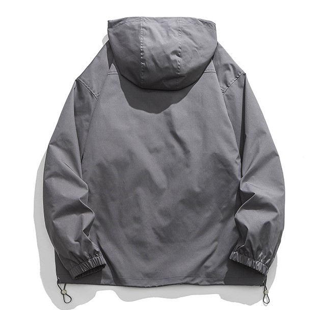 Solid colored work jacket with loose hooded casual fashion trend jacket