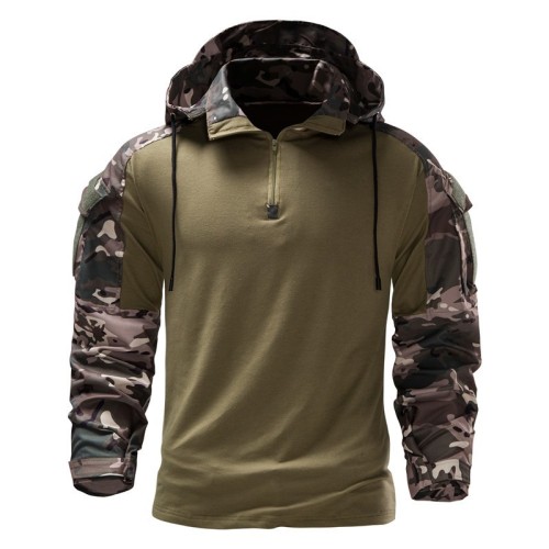 Military field outdoor camouflage hooded detachable pocket combat suit elastic jacket