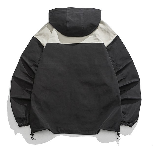 Contrast Embroidery Label Charge Coat Hooded Casual Fashion Trendy Jacket