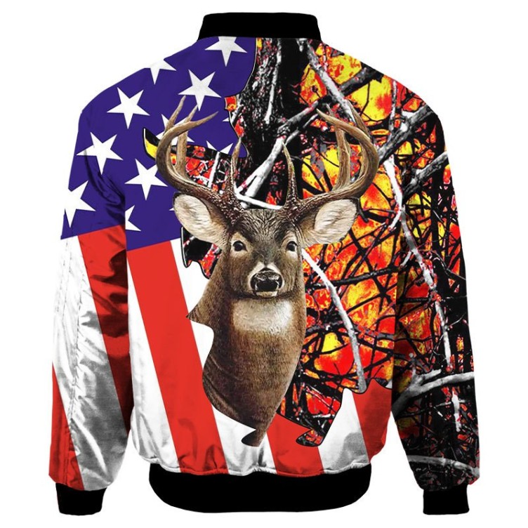 Jungle Elk Digital Printing Flight Jacket Coat Casual Fashion Trend Jacket