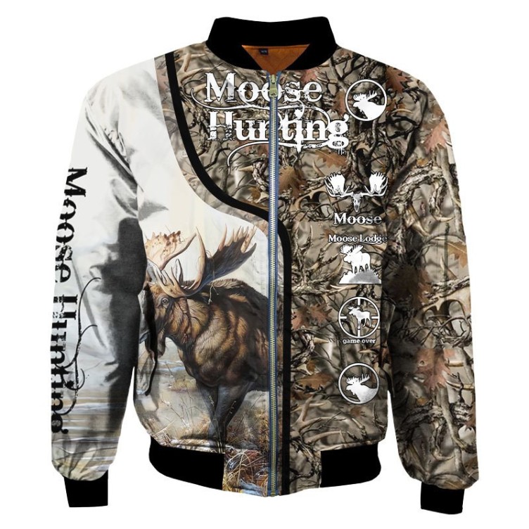 Jungle Elk Digital Printing Flight Jacket Coat Casual Fashion Trend Jacket