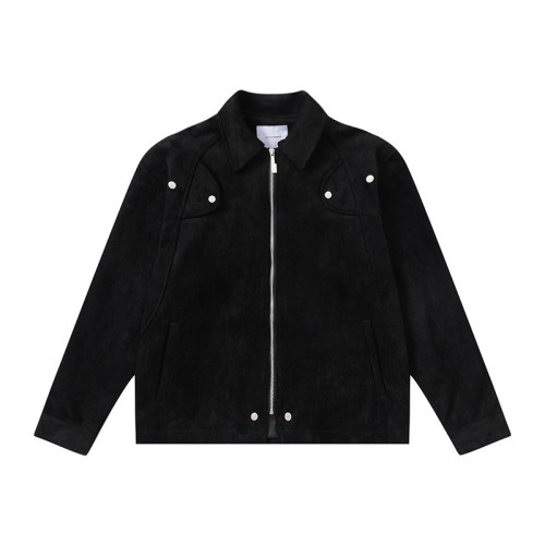 Vintage rivet suede lapel loose and versatile casual zipper trendy jacket