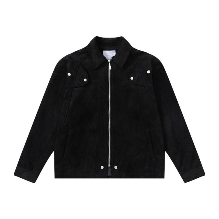 Vintage rivet suede lapel loose and versatile casual zipper trendy jacket