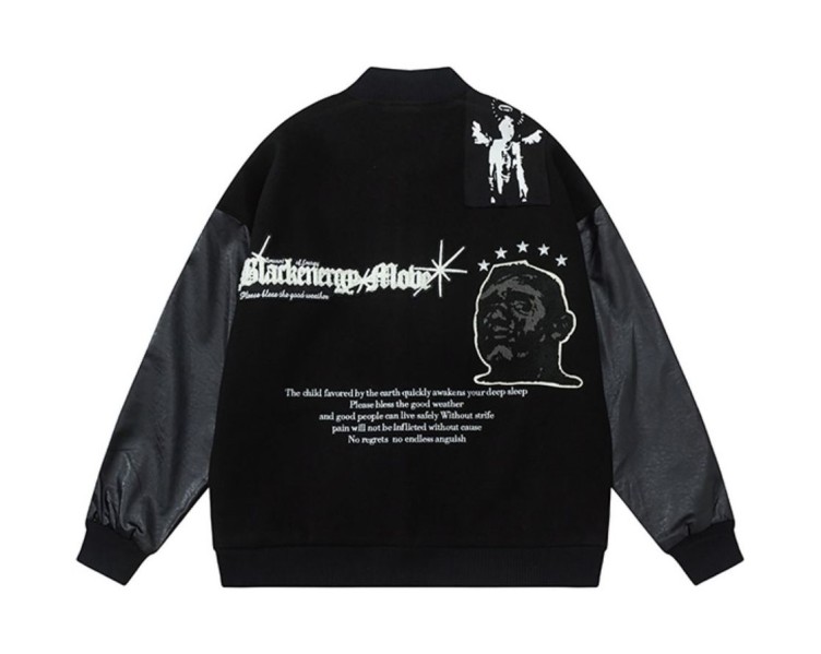 Hip hop casual patchwork baseball jacket with versatile fashion trends