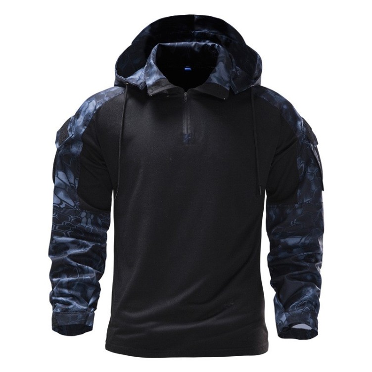 Military field outdoor camouflage hooded detachable pocket combat suit elastic jacket