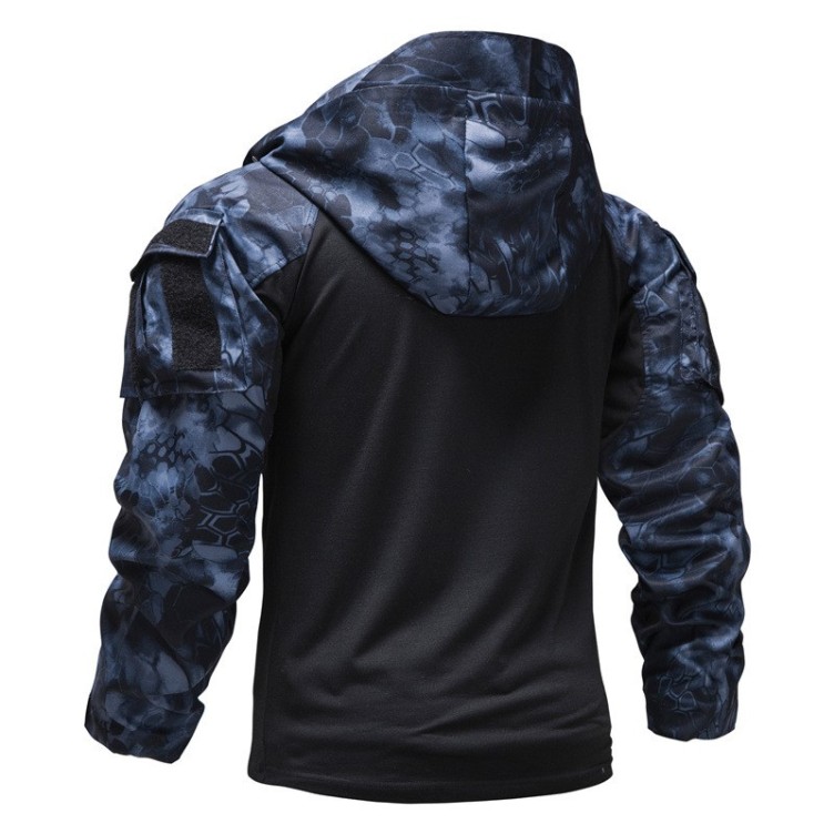 Military field outdoor camouflage hooded detachable pocket combat suit elastic jacket