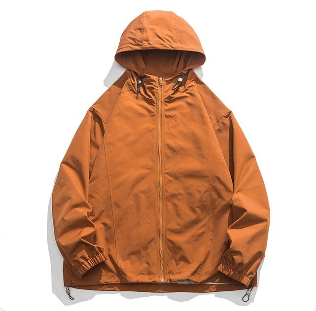 Solid colored work jacket with loose hooded casual fashion trend jacket