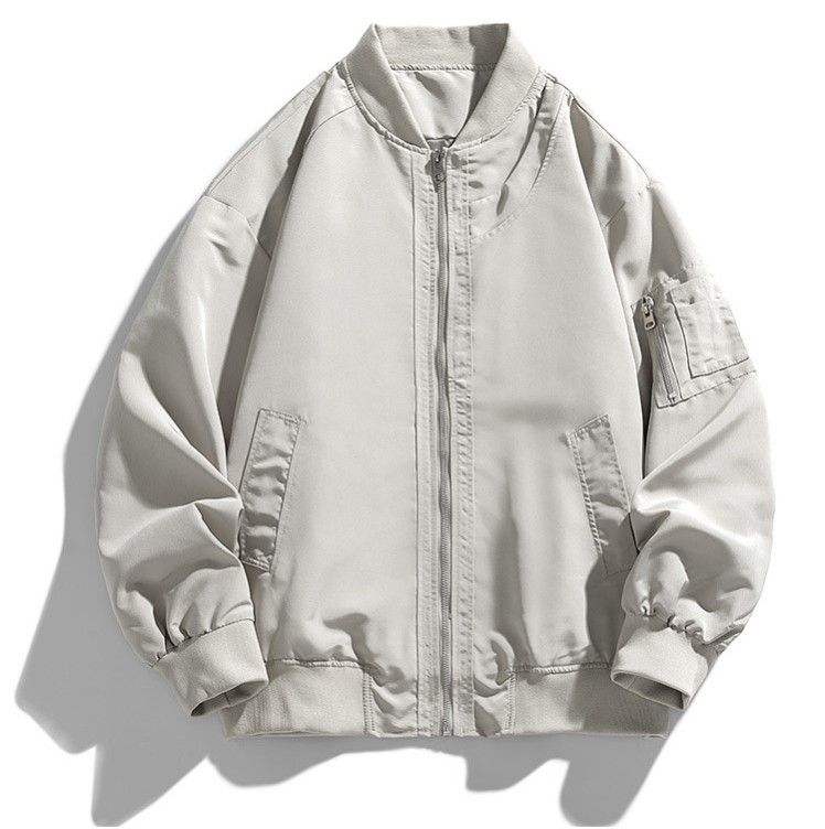 Standing collar loose fitting casual flight jacket outdoor sports jacket