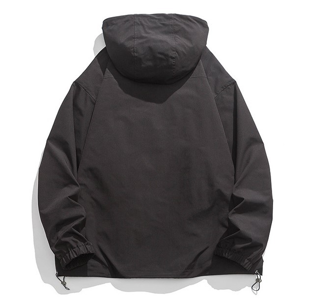 Solid colored work jacket with loose hooded casual fashion trend jacket