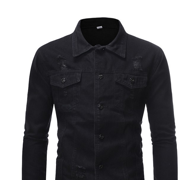 Solid loose and distressed casual fashion denim jacket
