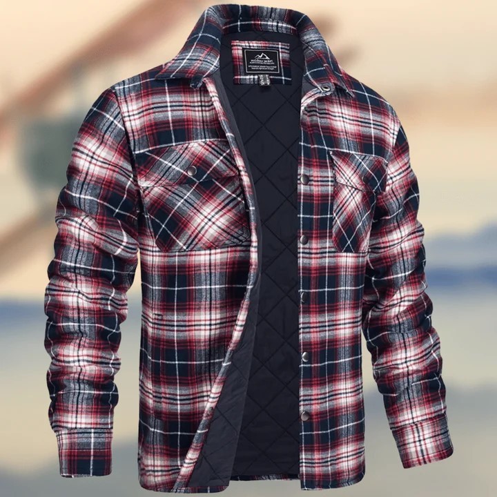 Casual long sleeved lapel plaid thickened shirt fashion trend jacket