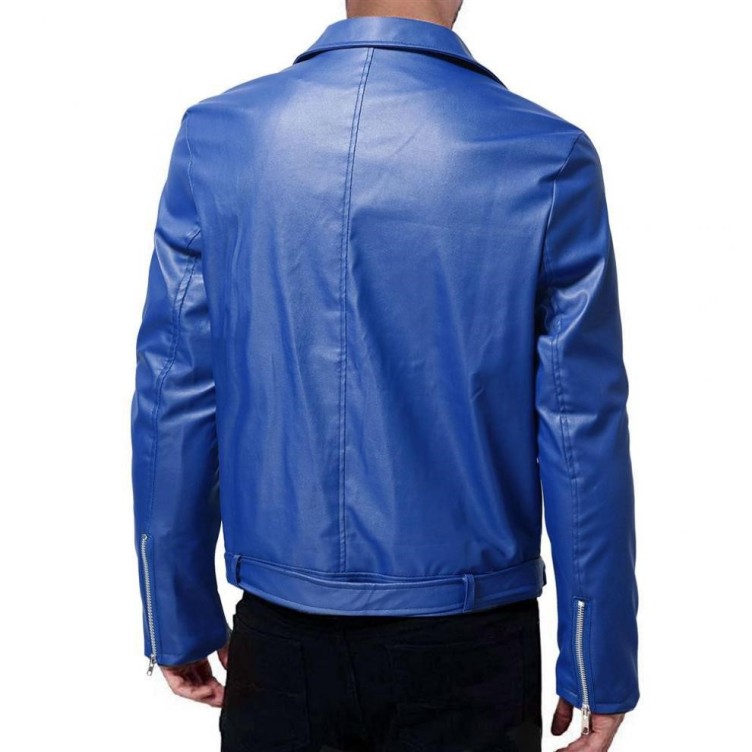 Casual leather suit, slim fitting motorcycle leather, fashionable and trendy jacket