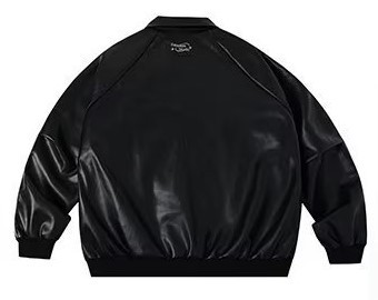High Street trendy retro motorcycle jacket loose windproof leather jacket