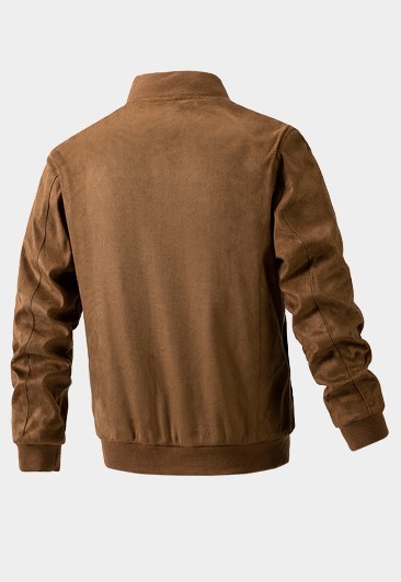 Casual standing collar slim fitting suede men's fashion trend jacket