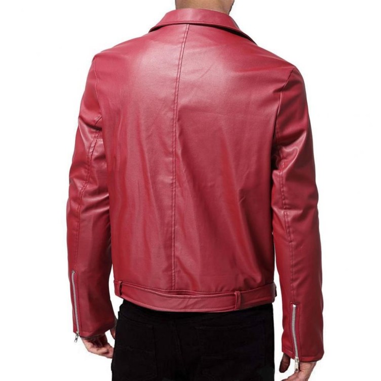 Casual leather suit, slim fitting motorcycle leather, fashionable and trendy jacket