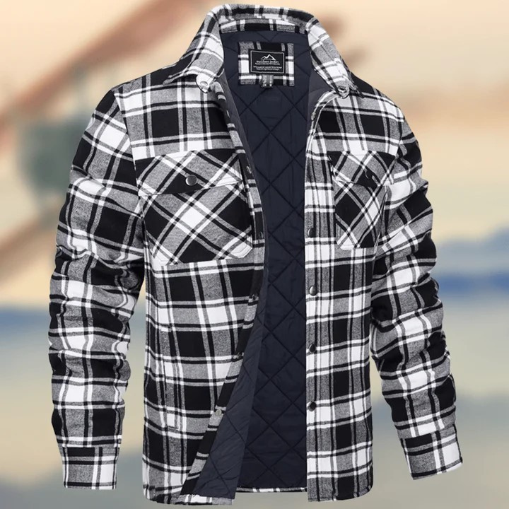 Casual long sleeved lapel plaid thickened shirt fashion trend jacket