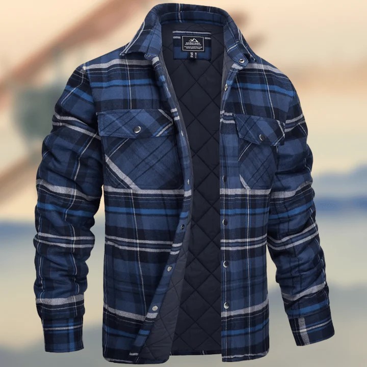 Casual long sleeved lapel plaid thickened shirt fashion trend jacket