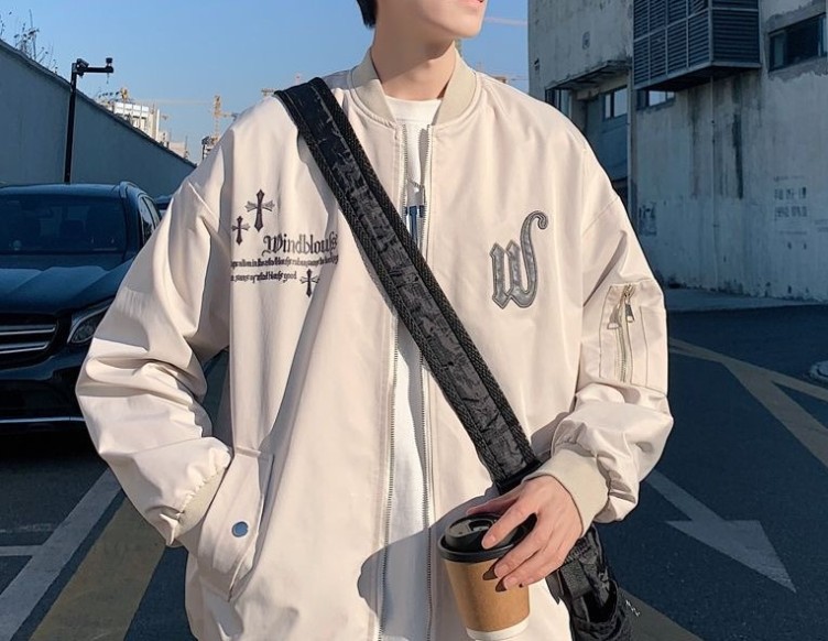 High Street Cross Baseball Jersey Vintage Embroidery Fashion Trendy Jacket