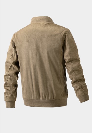 Casual standing collar slim fitting suede men's fashion trend jacket