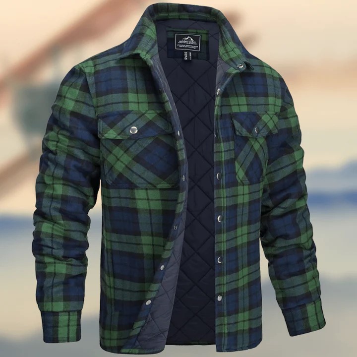 Casual long sleeved lapel plaid thickened shirt fashion trend jacket