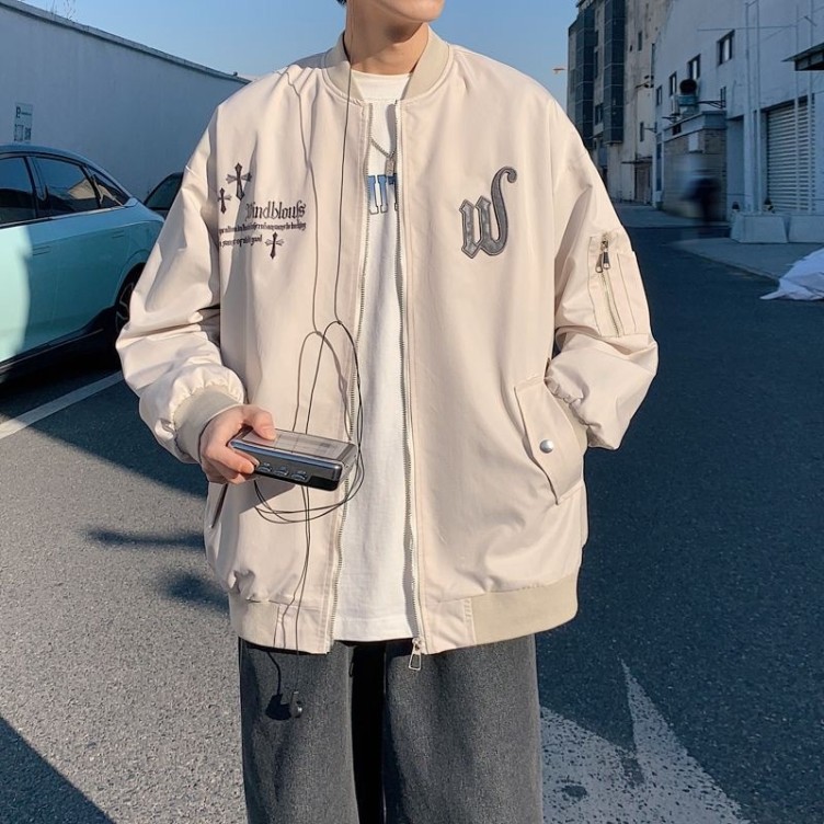 High Street Cross Baseball Jersey Vintage Embroidery Fashion Trendy Jacket
