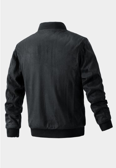 Casual standing collar slim fitting suede men's fashion trend jacket