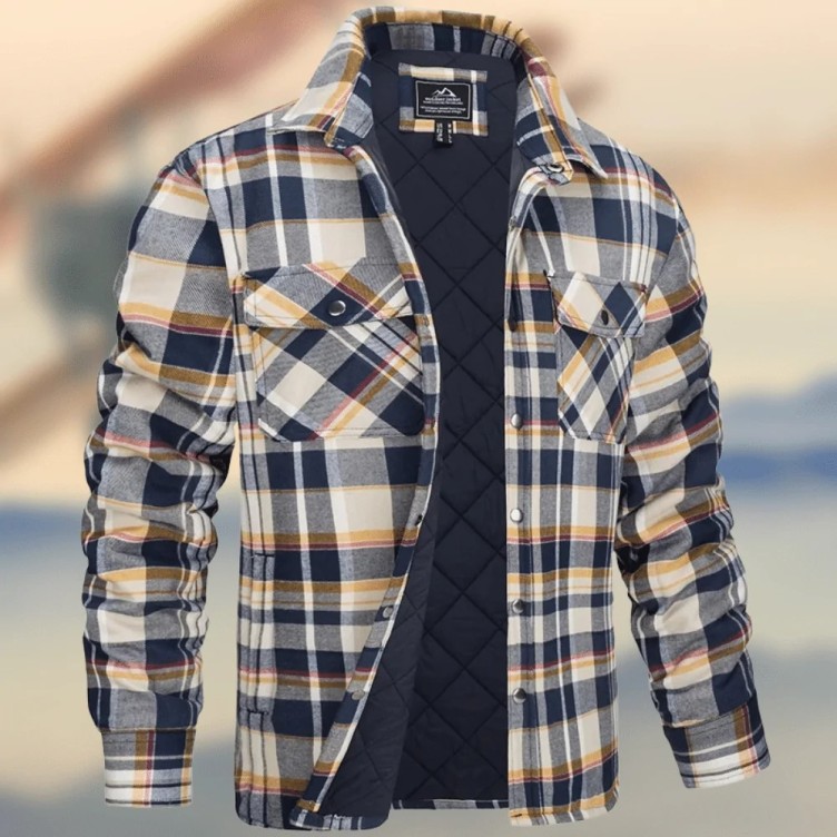 Casual long sleeved lapel plaid thickened shirt fashion trend jacket