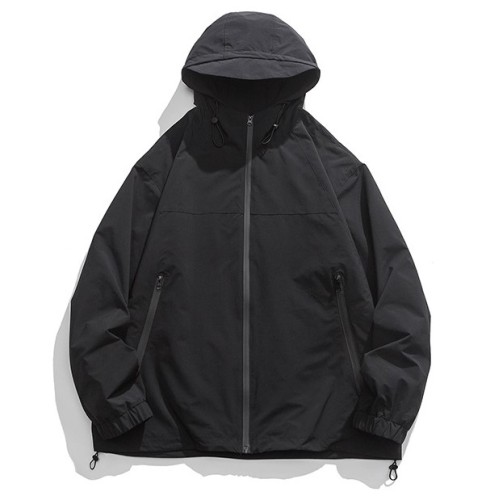 Solid Vintage Charge Coat Zip Pocket Hooded Casual Trendy Jacket