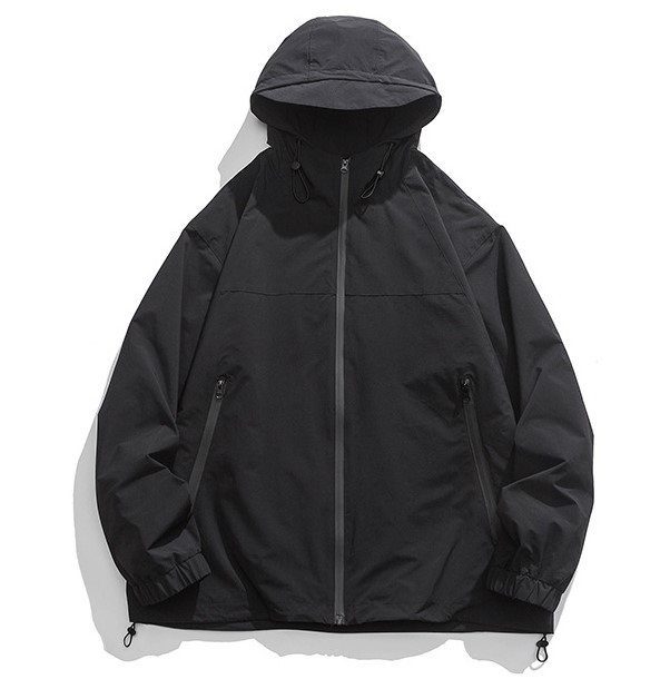 Solid Vintage Charge Coat Zip Pocket Hooded Casual Trendy Jacket