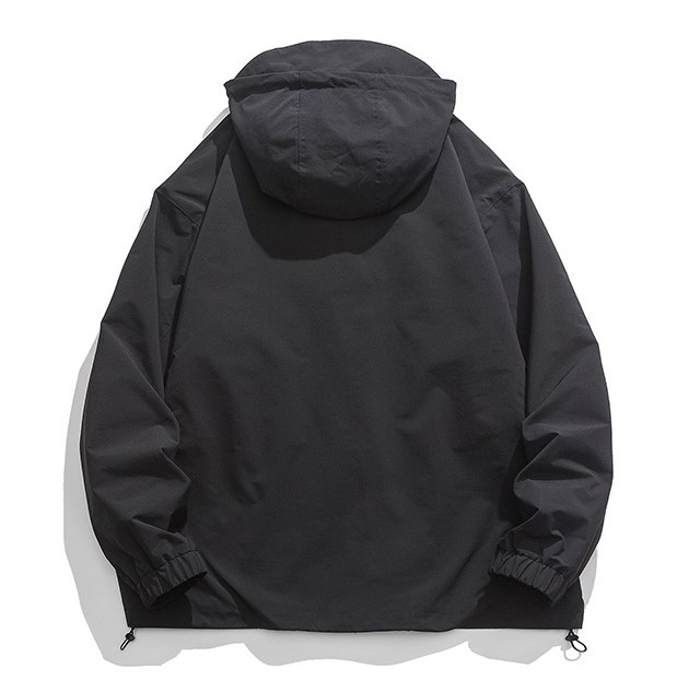Solid Vintage Charge Coat Zip Pocket Hooded Casual Trendy Jacket