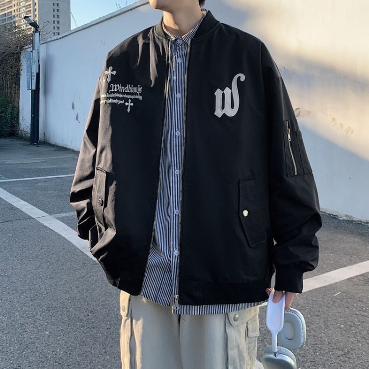 High Street Cross Baseball Jersey Vintage Embroidery Fashion Trendy Jacket